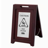 Rubbermaid Executive Wooden Caution Sign, Black/Silver