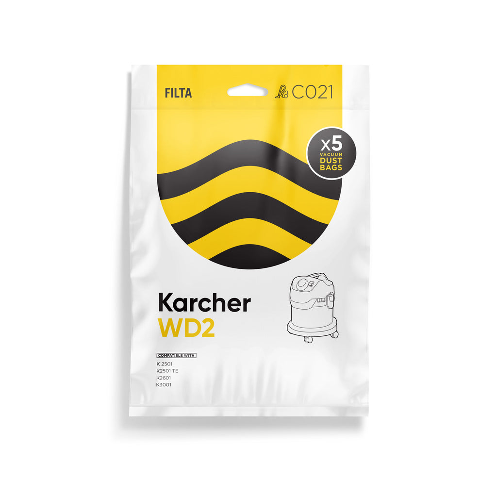 FILTA Vacuum Bags to suit Karcher WD2 - 5 Pack ( C021)