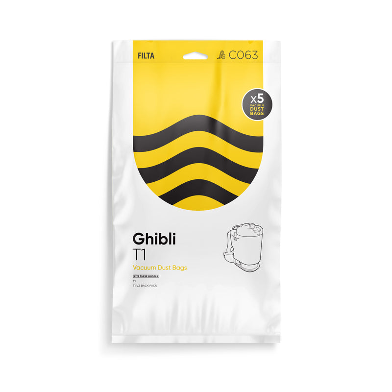 FILTA Vacuum Bags to suit Ghibli T1 Backpack - 5 PACK (C063)