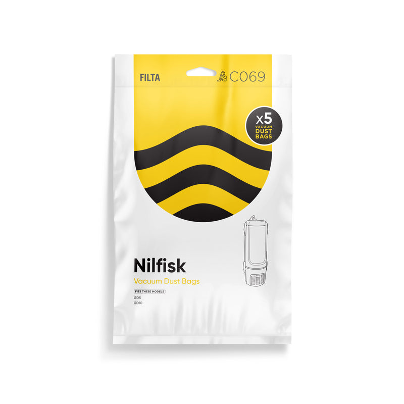 FILTA Vacuum Bags to suit Nilfisk GD5, GD10 - 5 PACK (C069)