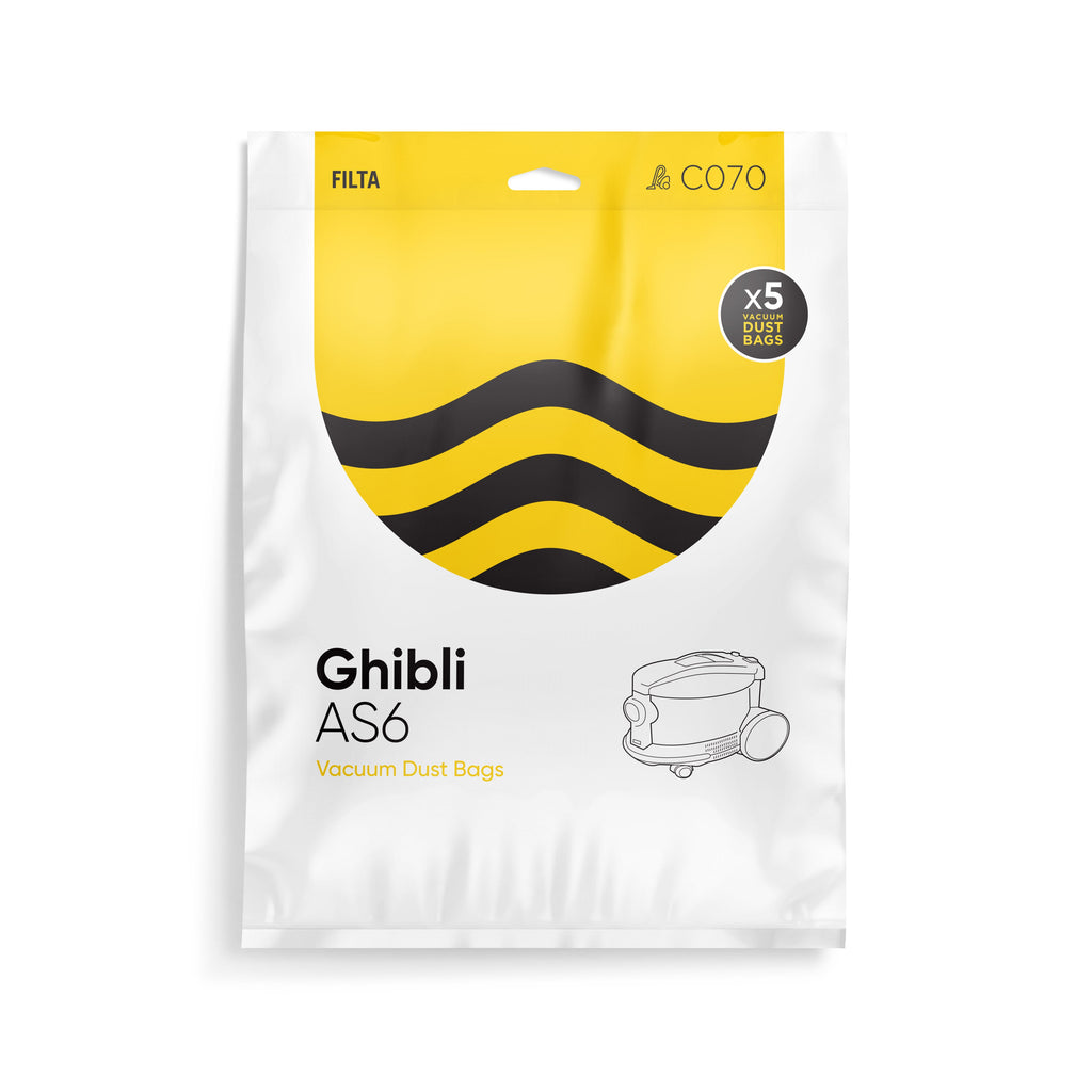 FILTA Vacuum Bags to suit Ghibli AS6 - 5 PACK (C070)