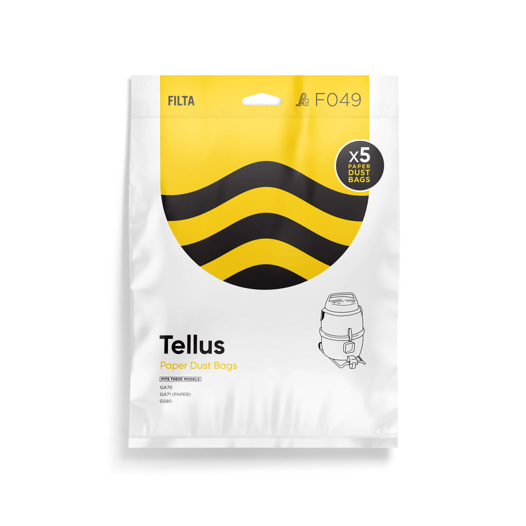 FILTA 5D Paper Vacuum Bags to suit TELLUS GA70, GS80 - 5 Pack (F049)