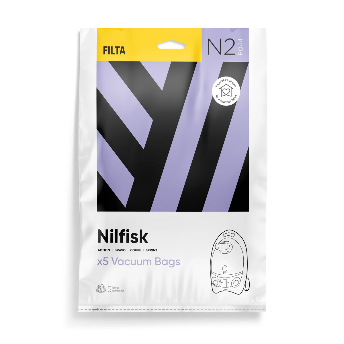 N2 - FILTA Vacuum Bags to suit NILFISK SPRINT - 5 PK