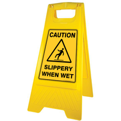 FILTA Gala A-Frame Safety Sign - "SLIPPERY WHEN WET" - Yellow